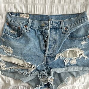 Levi's Women's Ripped Jean Shorts - Light Blue